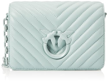 Pinko Damen Love Click Mini Sheep Nappa Chevron Tasche, E68b_bruma Grau-Block Color im Sale